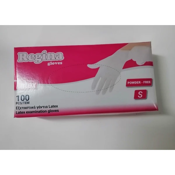 Γάντια Latex Regina χωρίς πούδρα λευκά 100τμχ